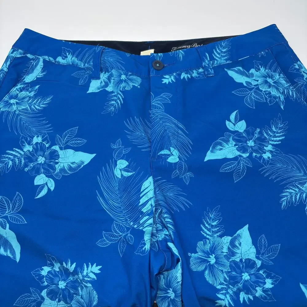 Tommy Bahama Mens Sz34 Blue Hawaiian Floral‎ Pattern Drawstring Shorts